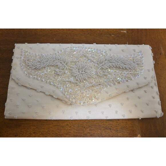 Richere Bag By Walborg Evening‎ Clutch White Beaded Purse 1950s Vintag Excellent - Picture 1 of 6